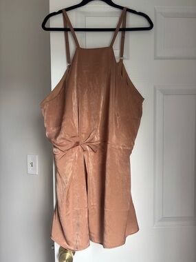 City Chic Bronze Satin Top Origami